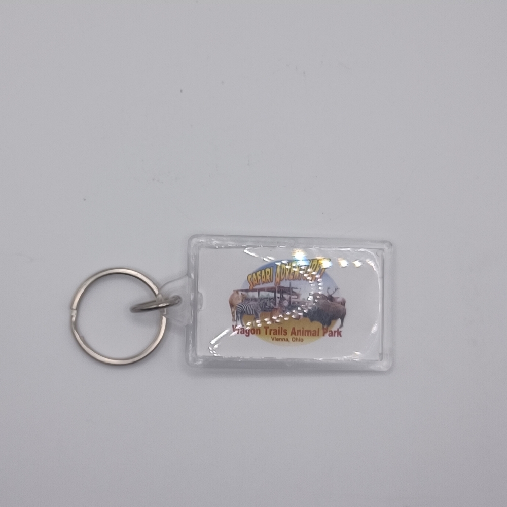 VINTAGE Safari Adventures Wagon Trails Animal Park Keychain